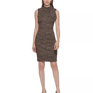 Calvin Klein Women's Mock-Neck Jacquard Sleeveless Dress Size 10